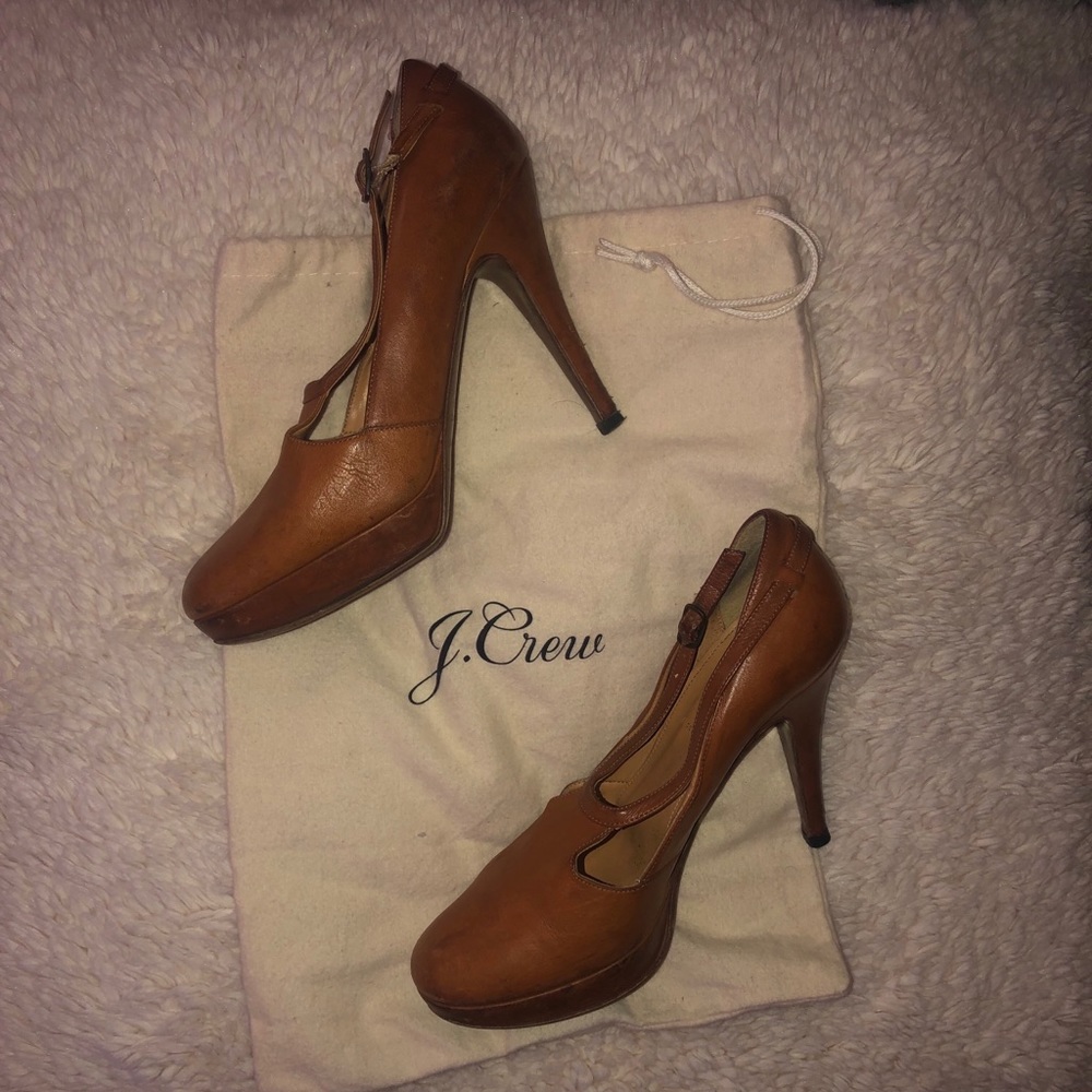 Jcrew Brown Leather Heels